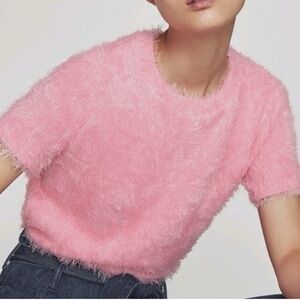 Zara Pink Fuzzy Kitten  Crew Neck Sweater